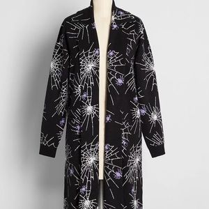 Modcloth The Wonderful Webs We Weave Spooky Spider Web Halloween Cardigan
